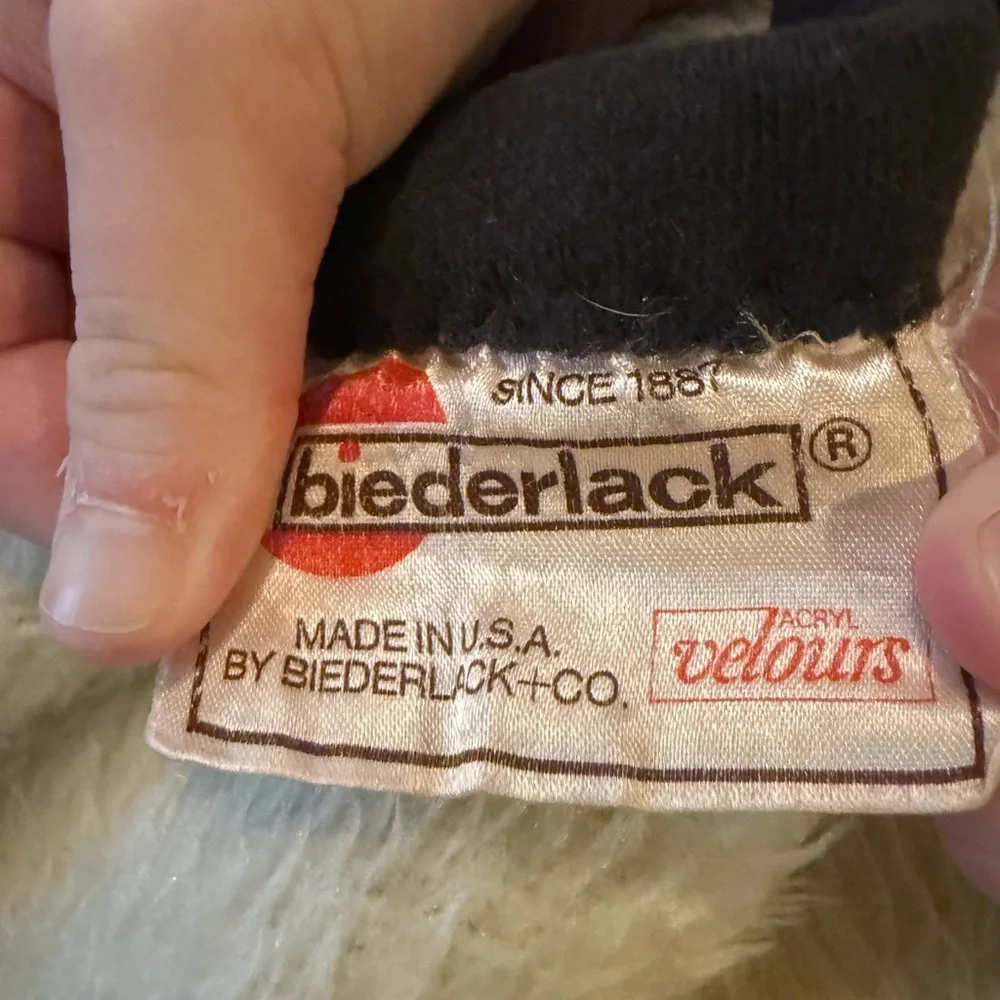Vintage Biederlack Virgin Acrylic Lion Head Blanket Brown Tan 55”x57” USA Made